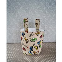 Lenkertasche Utensilo Beige Baufahrzeuge Bagger Spielzeugtasche Aufbewahrung Kinderbett Schnullertasche Laufrad Roller Deirad Osterkorb von gelisboutique
