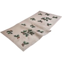 Weihnachten Tischwäsche Läufer - Tannenzapfen Muster 100% Leinen Beige Tischdecke Moderne Tischläufer Neujahr Stil Tischdekoration von geliving