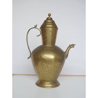Lot Nr 931 Alte Vintage Große Messing Urne Vase Behälter Mit Deckel Und Falsche Schnauze Krug Glas Sieht Aus von gemcombination
