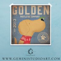 Golden Retriever Mistletoe Company Signierter Künstlerdruck Von Stephen Fowler von geministudio