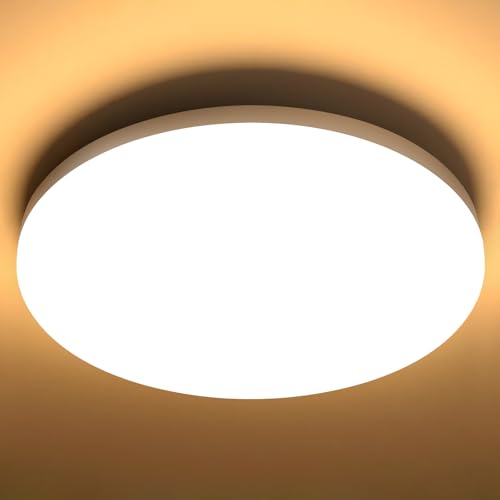 genatu Deckenleuchte Badezimmer IP65 wasserdicht [17W 2335lm] 3000K Warmweiß - CRI80+ Flimmerfrei & Gemütliche Atmosphäre, Kompakt Ø22cm Einfach Installierbar für Küche/Flur/Abstellraum von genatu