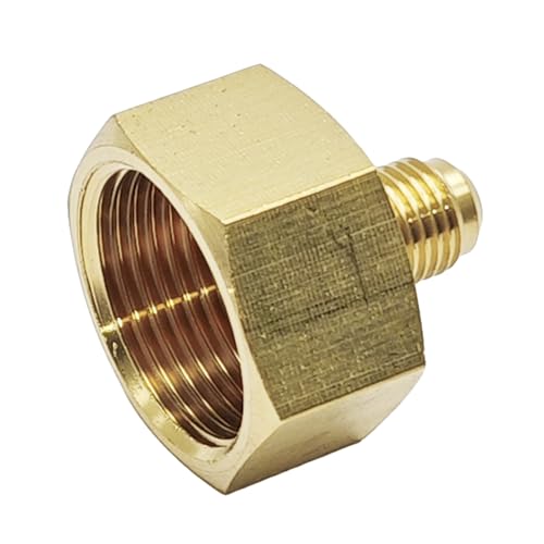 1 Stück Messing Flare Adapter Gasanschlussverschraubung, G3/4 Zoll Buchse auf 7/16-20UNF (SAE 1/4 Zoll) Flare Außenrohradapter Schlauchverschraubung von generic