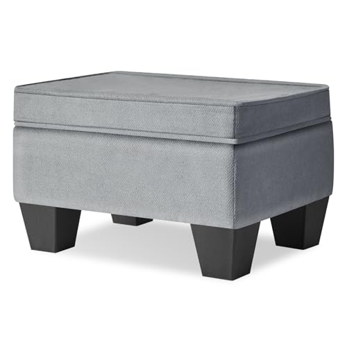 10 Zoll Kleiner Fußhocker,rechteckige Fußstütze aus Leinen mit gepolstertem Sitz und Beinen aus Kunststoff,niedrige Fußstütze für Wohnzimmer,Schlafzimmer,Eingangsbereich,Couch,Grün-Grau von generic