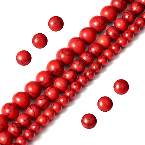 108 Stück 10 mm natürliche rote Türkis-Edelsteinperlen, runde Perlen, lose Perlen zur Schmuckherstellung 108 Stück 10 mm natürliche rote Türkis-Edelsteinperlen, runde Perlen, lose Perlen zur Schmuckherstellung von generic