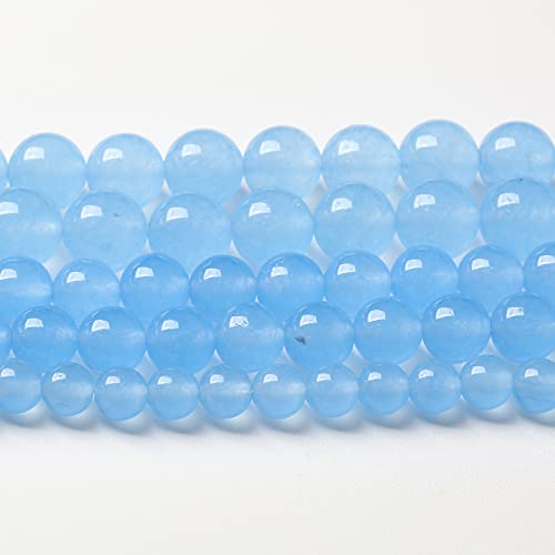 120 Stück 6 mm blaue natürliche Chalcedon-Aquamarin-Steinperlen zur Schmuckherstellung, runde Jadeperlen, DIY-Armbandzubehör, 81,3 cm, 2 Stränge von generic