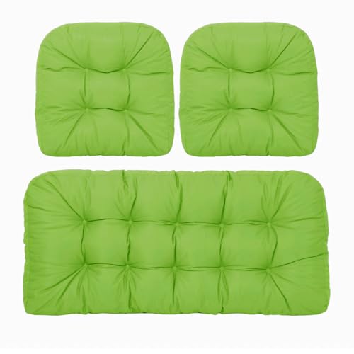 3er Gartenstuhl-Kissen-Set wasserdichte Sitzpolster aus Korbgeflecht mit Bändern für Terrasse- und Gartenmöbel(Style8) von generic