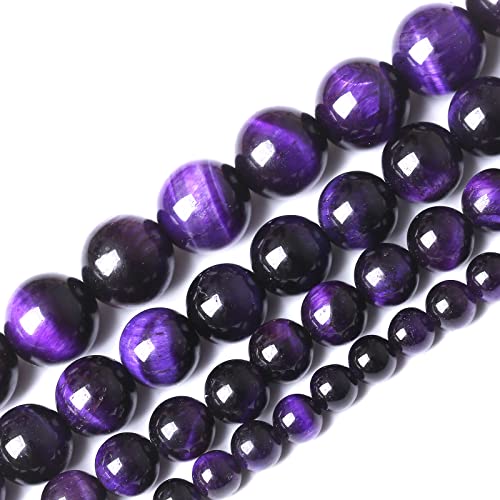 45 Stück 8 mm AAA Lila Tigerauge Steinperlen Natur Edelstein Perle Kristall Heilenergie Schmuckherstellung DIY 15 Zoll von generic