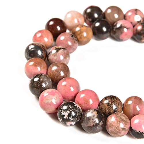 45 Stück 8 mm natürliche rot-schwarze Rhodonit-Steinperlen zur Schmuckherstellung, 15,5 Zoll, 1 Strang (rot-schwarzer Rhodonit, 8 mm, 45 Perlen) (351, kf) von generic