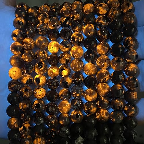 58 Stück 6 mm natürliche Flammen-Yooperlit-Steinperlen, rund, heilende Energie, Kraftsteinperlen für Schmuckherstellung, DIY-Armbänder, Halsketten, Ohrringe, 38,1 cm (Flammenstein, 6 mm) (1677,oo) von generic