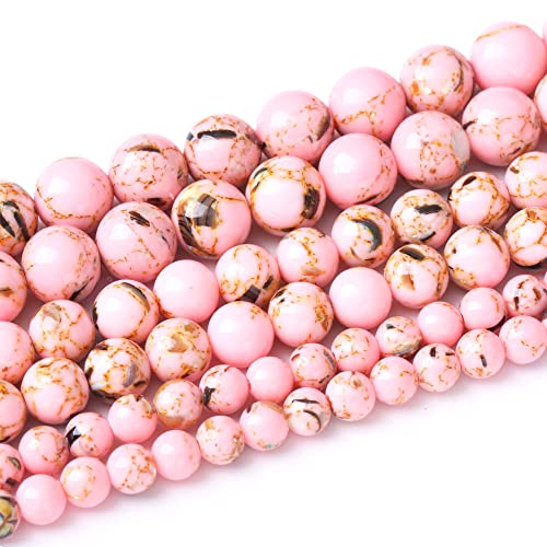 8MM Rosa Shell Türkisen Verkrustete Runde Lose Perlen Natürliche Edelstein Perlen Machen von generic
