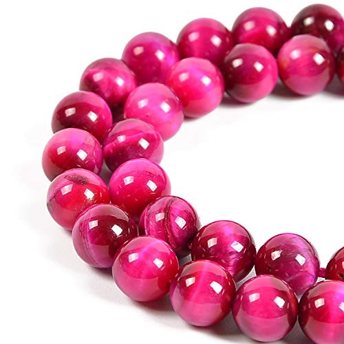 90 Stück 4 mm natürlicher magentafarbener Tigerauge-Edelstein, runde Abstandshalter, lose Steinperlen zur Schmuckherstellung, 39,4 cm, 1 Strang (magentafarbenes Tigerauge, 4 mm, 90 Perlen) von generic
