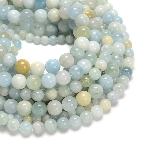 95 Stück (2 Stränge) 8 mm echte Aquamarin-Steinperlen mit Energiekraft, runde Heilkristallperlen für Schmuckarmbänder und Ohrringe zum Selbermachen von generic