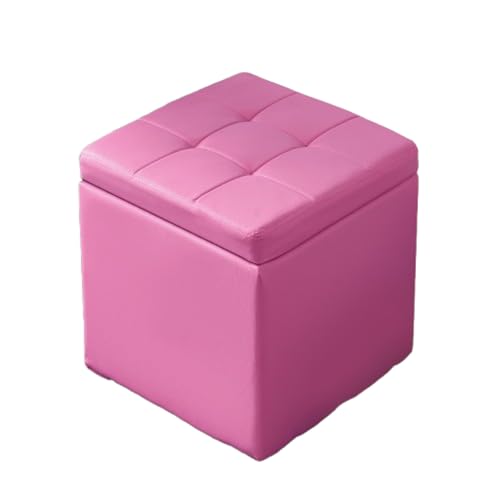 Aufbewahrungshocker aus Leder Tragkraft bis 400 kg Moderne Schuhbank mit Stauraum Schuhschrank für den Eingangsbereich Würfel-Ottomane für Flur Schlafzimmer Wohnzimmer (100 x 40 x 42 cm/Pink) von generic