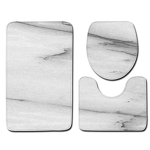 Badematten & Badteppiche Set 3 Teilig Schwarz Gold Mikrofaser Flauschige Marmor Muster Badezimmerteppich WC Vorleger mit Ausschnitt Waschbar rutschfeste Badvorleger Toilette Teppich (J, 3pc) von generic