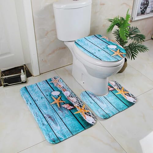 Badematten & Badteppiche Set 3 Teilig Schwarz Gold Mikrofaser Flauschige Marmor Muster Badezimmerteppich WC Vorleger mit Ausschnitt Waschbar rutschfeste Badvorleger Toilette Teppich (T-Hellblau, 3pc) Badematten & Badteppiche Set 3 Teilig Schwarz Gold Mikrofaser Flauschige Marmor Muster Badezimmerteppich WC Vorleger mit Ausschnitt Waschbar rutschfeste Badvorleger Toilette Teppich (T-Hellblau, 3pc) von generic
