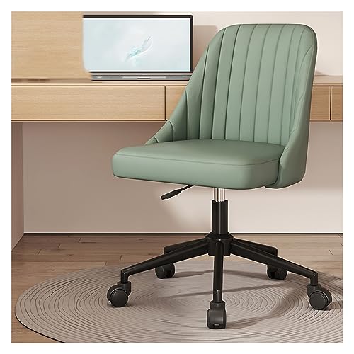 Chefsessel, Blauer Schreibtischstuhl aus PU-Leder ohne Armlehnen, mit dick gepolsterter Sitzfläche und robuster Metallbasis, ergonomischer Drehstuhl für das Home Office von generic