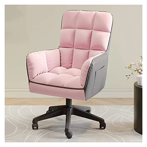 Chefsessel, Drehsessel für Einzelsessel mit Rollen, Stoffpolstersessel mit hoher Rückenlehne für das Wohnzimmer, rosa Lesesessel für den Schreibtisch oder Schminktisch von generic