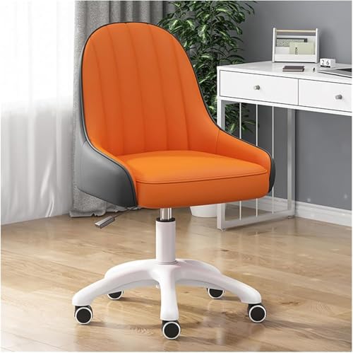 Chefsessel, Verstellbarer Drehstuhl mit Rollen für Moderne Büroschreibtische, ergonomischer Computer-Arbeitsstuhl mit gepolsterter Sitzfläche aus Kunstleder (Orange) von generic