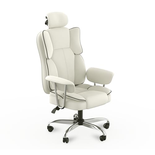Chefsessel, ergonomisch, Leder, mit Verstellbarer hoher Rückenlehne, 360°-Dreh-/Neigefunktion und weicher Armlehne, Schreibtischstuhl für Zuhause/Büro () von generic