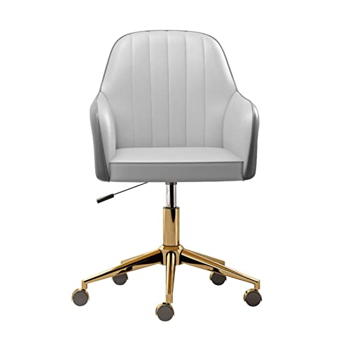 Chefsessel, ergonomisch, rosa und grau, Schreibtischstuhl für das Home Office, Gebogene Sitzfläche aus Kunstleder, Chrom-Finish, 360°-Drehrollen, höhenverstellbarer Computerhocker für Komfor von generic