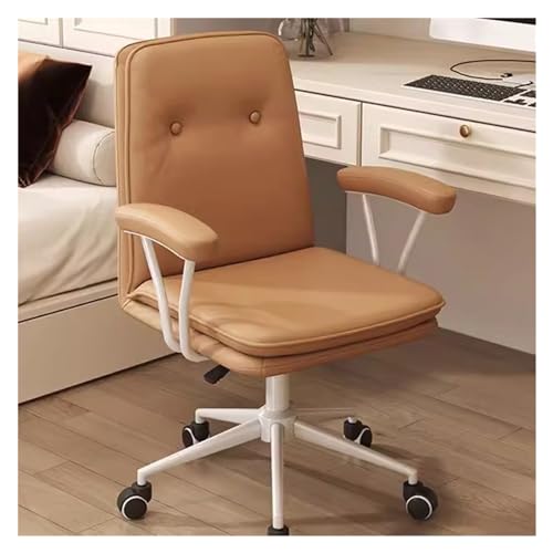 Chefsessel, ergonomischer, mittelhoher Leder-Schreibtischstuhl mit moderner Polsterung und gepolsterten Armlehnen, Verstellbarer Drehstuhl mit Rollen für Zuhause und Büro von generic