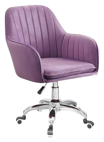 Chefsessel, ergonomischer Drehstuhl aus Samt mit Armlehnen – Verstellbarer Computerstuhl für Home-Office und Schlafzimmer – stilvolle, violett gepolsterte Sitzlösung von generic