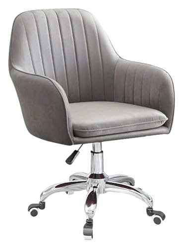 Chefsessel, ergonomischer Drehstuhl aus Samt mit Armlehnen – Verstellbarer Computerstuhl für Homeoffice und Schlafzimmer – hellgrau gepolstert, Komfort und Stil von generic