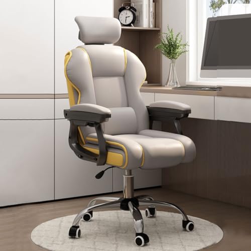 Chefsessel, ergonomischer Gaming-Drehstuhl aus Leder mit Verstellbarer Höhe und Armlehnen für Erwachsene mit Rückenstütze und Latexkissen von generic