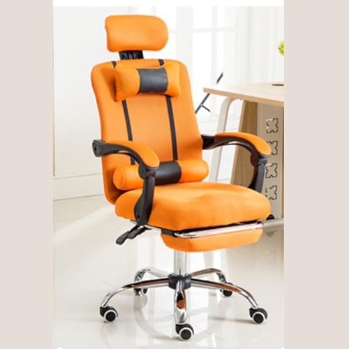 Chefsessel, ergonomischer Gaming-Schreibtisch mit Verstellbarer Kopfstütze und dickem 3D-Kissen, Schaukelstuhl – Bequeme PC-Büromöbel für Gamer – stilvolles orangefarbenes Design von generic