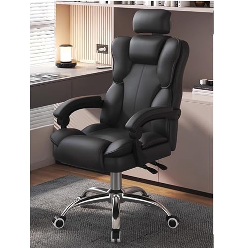 Chefsessel, ergonomischer schwarzer Gaming-Schreibtisch mit Verstellbarer Kopfstütze | und atmungsaktiver PC-Schreibtisch für Erwachsene | kratzfester, bequemer Arbeitsplatz von generic