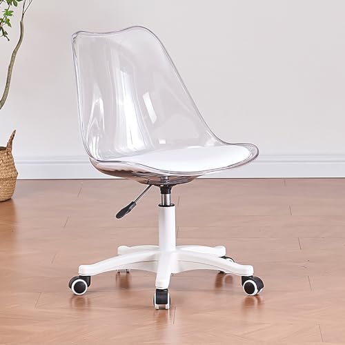 Chefsessel, höhenverstellbar, transparentes Acryl, ergonomischer Schreibtischstuhl mit Rollen, armloser Drehstuhl für den Schminktisch im Homeoffice, moderner Stuhl mit mittlerer Rückenlehne von generic