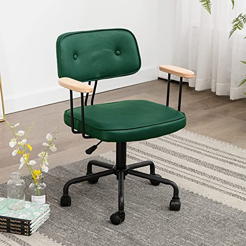 Chefsessel, modern, mit mittelhoher Rückenlehne, Drehfunktion, Holzarmlehnen und stilvollem PU-Leder-Arbeitsstuhl für das Homeoffice oder Schlafzimmer von generic
