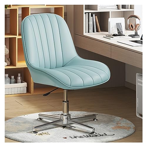 Chefsessel, moderner, armloser Drehstuhl mit Lederpolsterung, ergonomischem Design und Verstellbarer, breiter Sitzfläche, optional in Blau von generic