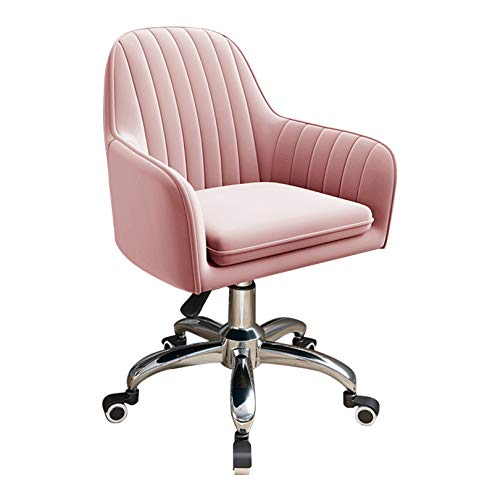 Chefsessel, moderner, mit Samt gepolsterter, ergonomischer Drehstuhl für den Computer mit verstellbaren Armlehnen, Höhe 42–52 cm (Pink) von generic