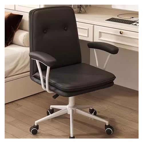 Chefsessel, moderner Computer-Schreibtischstuhl aus Leder mit mittlerer Rückenlehne und Armlehnen, Verstellbarer Rollarbeitsstuhl für das Homeoffice, Schminktisch, ergonomischer Drehstuhl fü Chefsessel, moderner Computer-Schreibtischstuhl aus Leder mit mittlerer Rückenlehne und Armlehnen, Verstellbarer Rollarbeitsstuhl für das Homeoffice, Schminktisch, ergonomischer Drehstuhl fü von generic