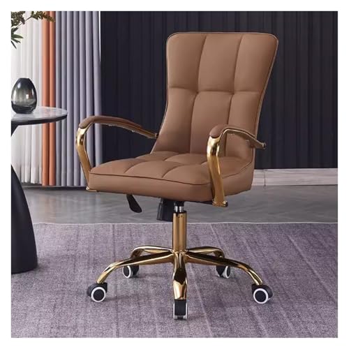 Chefsessel, verstellbar, Leder, mit Armlehnen, Drehstuhl auf goldenen Beinen, bequemer gepolsterter Arbeitsstuhl für Zuhause und das Büro von generic