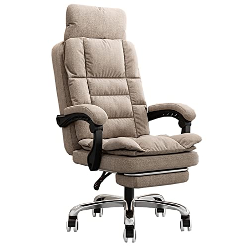 Chefsessel Bürodrehstuhl mit Fußstütze und Kopfstütze, Leinenstoff, verstellbare Schreibtischstuhl, 155°-Rückenlehne, Farbe Khaki von generic