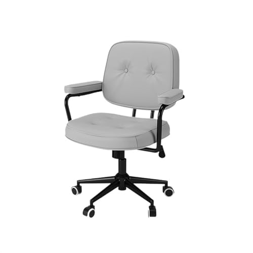 Chefsessel aus PU-Leder mit Armlehnen, drehbarem Design, ergonomischer Schreibtischstuhl für den Schminkraum – Grau Chefsessel aus PU-Leder mit Armlehnen, drehbarem Design, ergonomischer Schreibtischstuhl für den Schminkraum – Grau von generic