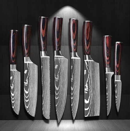 Damaszener Muster Edelstahl-Messerset, 8-teiliges Küchenmesserset mit Box von generic