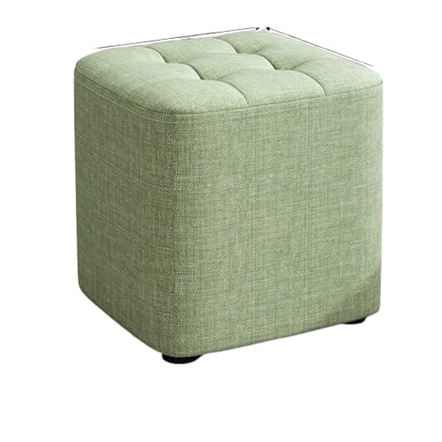 Fußhocker aus Leinenstoff quadratischer gepolsterter Hocker abnehmbares Design Fußstütze aus Massivholz zum Wechseln der Schuhe für Eingangsbereich Wohnzimmer Schlafzimmer (29 x 29 x 29 cm/hellgrün) von generic