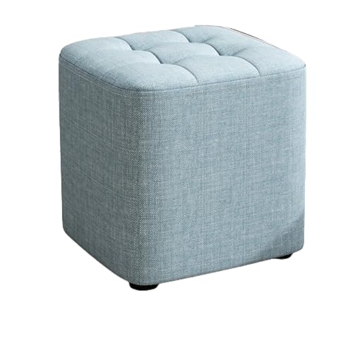 Fußhocker aus Leinenstoff quadratischer gepolsterter Hocker abnehmbares Design Fußstütze aus Massivholz zum Wechseln der Schuhe für Eingangsbereich Wohnzimmer Schlafzimmer (29 x 29 x 35 cm/hellblau) von generic