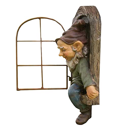 Gartenzwerge Wetterfest Garden GNOME Statue Gartenzwerg Statue Aus Naturharz 3D Dekoration Fenster Zwerge Für Baum Huggers Garden Decor Wunderliche Baum Skulptur8x145x15 cm von generic