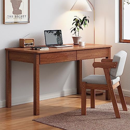 Holzschreibtisch, moderner Computertisch mit 2 Schubladen, Home-Office-Arbeitsplatz-Studiertisch für kleine Räume, PC-Arbeitstisch für die Arbeit von zu Hause (100 x 50 x 75 cm, Walnuss) von generic