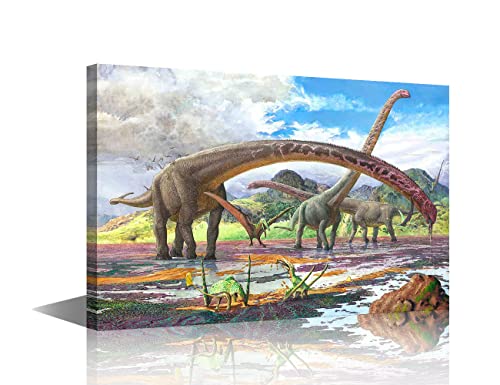 Jurassic Period Mamenchisaurus, Wandkunst, Kunstdruck auf Leinwand, Tier-Dinosaurier-Bilder für Heimdekoration, Kinderdekoration, Zimmer gespannt und gerahmt, fertig zum Aufhängen, 40 x 60 cm von generic