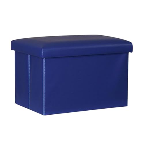 Klappbarer Fußhocker mit Stauraum Schuhbank aus PU-Leder Tragkraft 150 kg rechteckiger Fußhocker für das Bett für Eingangsbereich Wohnzimmer Flur Schlafzimmer (38x38x38 cm/blau) von generic