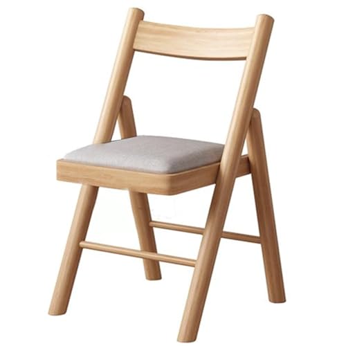 Klappbarer Holzstuhl Mit Kissen Esszimmerstuhl Aus Massivem Kautschukholz Platzsparender Klappstuhl Mit Rückenlehne Für Küche Wohnzimmer Und Arbeitszimmer(Wood Color) von generic