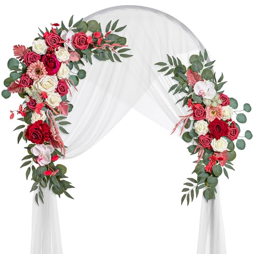 Künstliche Blumen zur Dekoration, 2 Stück Blumengirlanden und 1 Stück halbtransparente Chiffon-Tischläufergirlande für eine wunderschöne Blumendekoration zur Traumhochzeitszeremonie – 3er-Pack von generic