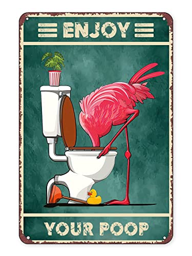 Lustige Badezimmer-Schilder, Flamingo-Geschenke, Blechschild, Vintage-Metallschilder, Familienschilder, Vintage-Babyparty, Ihre Genießen Sie Ihren Kot, Poster, Cafés, 20.30.30.3x30.5x30 cm von generic