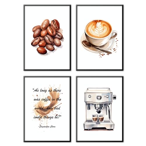 MJ-Graphics - Poster Set Kaffee für Küche & Wohnzimmer - 4 Wandbilder Din A3 extra dickes Posterpapier - Coffee Zeit-Motiv Bilder ohne Rahmen von generic