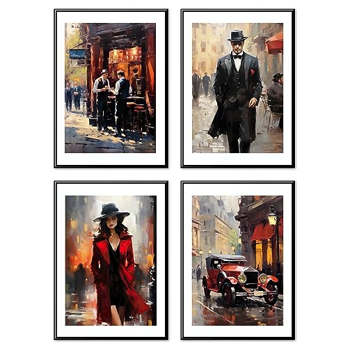 MJ-Graphics - Poster Set Wohnzimmer & SchlafzimmerOld Money 4 Vintage-Style 1930er Life Wandbilder Din A3 Wanddeko ohne Bilderrahmen von generic